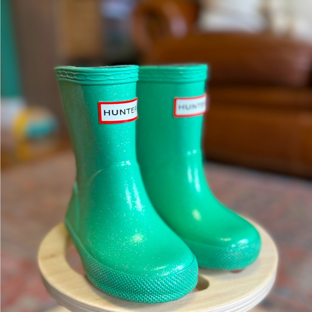 SOLD Mint Sparkle Hunter Boots, Toddler Size- US5/UK4
